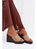 Dámské pantofle na platformě Beżowe Ravelia