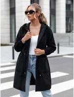 Dámský dlouhý kabát s kapucí MELBY černý FashionStreet NY0671