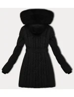 Černá dámská zimní bunda s ozdobným prošíváním S'west (B8307-1)