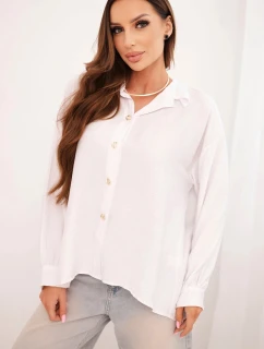 Dámská elegantní košile z viskózy s ozdobnými knoflíky bílá