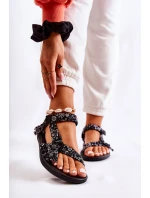 Dámské sandály na suchý zip černé Venna