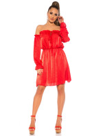 Sexy KouCla mini šaty Carmen výstřih saténový vzhled