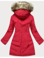 Červená dámská zimní bunda s kapucí (j9-065) Červená dámská zimní bunda s kapucí (j9-065)