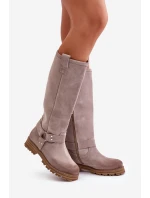 Dámské Semišové Kozačky Před Koleno Lewski 3615 Cappucino