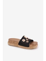 Dámské Pantofle Se Zlatými Přezkami Na Platformě Černé Rigasta