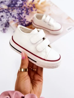 Dětské Kůže tenisky se suchým zipem Bílé Foster