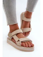 Dámské sandály na platformě Big Star Béžová Dámské sandály na platformě Big Star Béžová