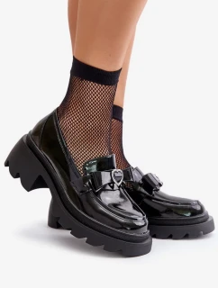 Kožené Dámské Mokasíny S Mašlí A Srdcem D&A Černé