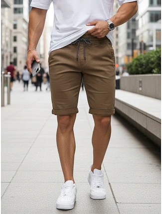 FashionStreet pánské hnědé džínové šortky SX2573