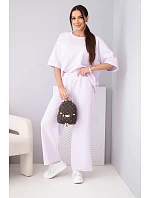 Dámský máslový komplet z viskózy mikina a široké kalhoty světle fialový