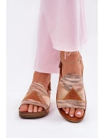 Dámské Kožené Sandály Na Klínku S Tkaninou Maciejka L7067-29 Hnědé Dámské Kožené Sandály Na Klínku S Tkaninou Maciejka L7067-29 Hnědé