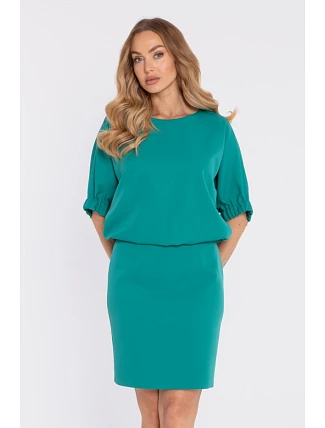 M904 Halenkové šaty s rozparkem na zádech - tyrkysové M904 Halenkové šaty s rozparkem na zádech - tyrkysové