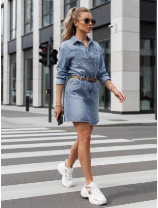 Dámské mini šaty JINELLA s páskem modré FashionStreet EY2569