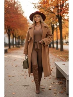 619-1 Pohodlný a elegantní žebrovaný dámský overal s výstřihem - moka pěna 619-1 Pohodlný a elegantní žebrovaný dámský overal s výstřihem - moka pěna