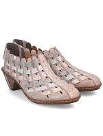 Dámské kožené pohodlné elastické polobotky na podpatku Rieker 46778-64