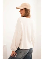 Dámská mikina s ozdobným zakončením na spodní části ecru
