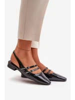 Lakované Baletky S Pásky Na Nízkém Podpatku Černé Bialettia