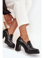 Dámské polobotky na podpatku z ekokůže Černé Ilyssia