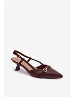 Dámské sandály na podpatku se špičatými špičkami Hnědé Felessa