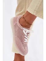 Kožené semišové dámské tenisky s dírkami Růžové Almora