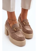 Zazoo 20170 Dámské Semišové Polobotky na Podpatku Beige