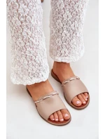 Kožené Pantofle Tmavě Béžové Lewski Shoes 3047