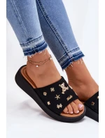 Dámské Semišové Pantofle S Připínáky Černé Vinceza 66741