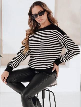 Dámský pruhovaný svetr ELVARA black FashionStreet MY2524