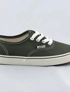 Dámské šněrovací tenisky v khaki barvě (A8865)