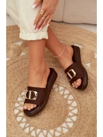 Dámské pantofle se zlatým detailem čokoládové Elmera