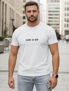 Pánské bavlněné tričko s potiskem bílé FashionStreet NX5106R