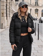 Dámská zimní prošívaná bunda s kapucí, černá, FashionStreet TY5747