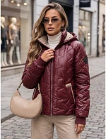 Dámská přechodová bunda s odnímatelnou kapucí, bordová, FashionStreet TY5777 Dámská přechodová bunda s odnímatelnou kapucí, bordová, FashionStreet TY5777