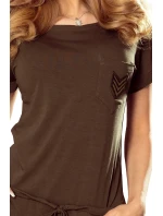 196-3 Sportovní šaty s krátkými rukávy, kapsami a nášivkou - military KHAKI