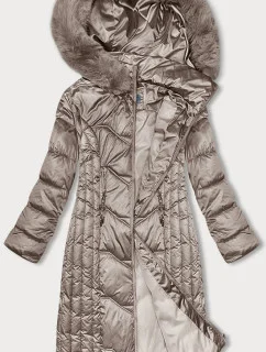 Vypasovaná dlouhá dámská zimní bunda v barvě cappuccino S'west (B8201-12)