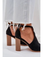 Sandály Na Podpatku Z Eko Semiše Černé Lanadriena Sandály Na Podpatku Z Eko Semiše Černé Lanadriena