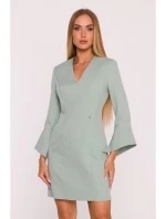 M876 Šaty s širokými manžetami - mátové