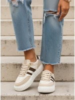 Dámské kožené tenisky na silné platformě béžové barvy FashionStreet ZY1393
