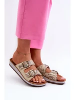 Pohodlné Dámské Žabky S Sponami Inblu CP000045 Zlaté Pohodlné Dámské Žabky S Sponami Inblu CP000045 Zlaté