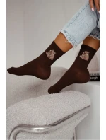Dámské bavlněné ponožky se sedící kapibarou – čokoládové