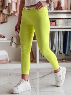 Dámské úzké kalhoty s páskem VIVASKIN žlutá FashionStreet UY2461