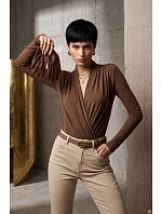 375-11 Stylové dámské body s překříženým výstřihem – barva mokka hnědá 375-11 Stylové dámské body s překříženým výstřihem – barva mokka hnědá