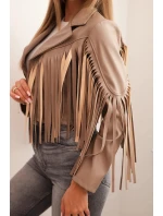 Dámská bunda z eko kůže s třásněmi ve stylu boho fango