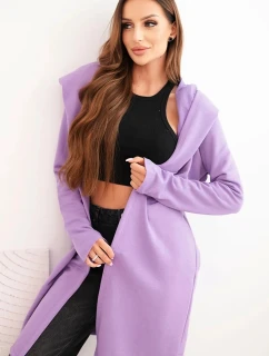 Dámská bavlněná mikina s kapucí a prodlouženým předním dílem fialová