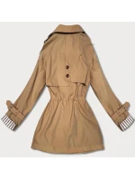 Krótki trencz na guziki Goodlookin ciemny beżowy (KK60415-4#)