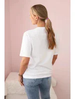 Bavlněná halenka s květinovým potiskem bílý