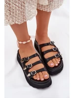 Dámské Klapky Na Platformě S Pásky Černé Nimiotte