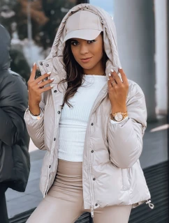 Dámská kožená přechodná bunda COLLAR beige FashionStreet TY3763