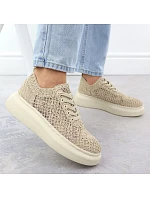 Dámská obuv na platformě se šněrováním béžová Vinceza 17371