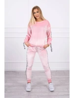 Love velur set pudrově růžový